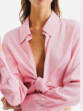 Reiss never worn Pink Knot-Front Button-Down Shirt